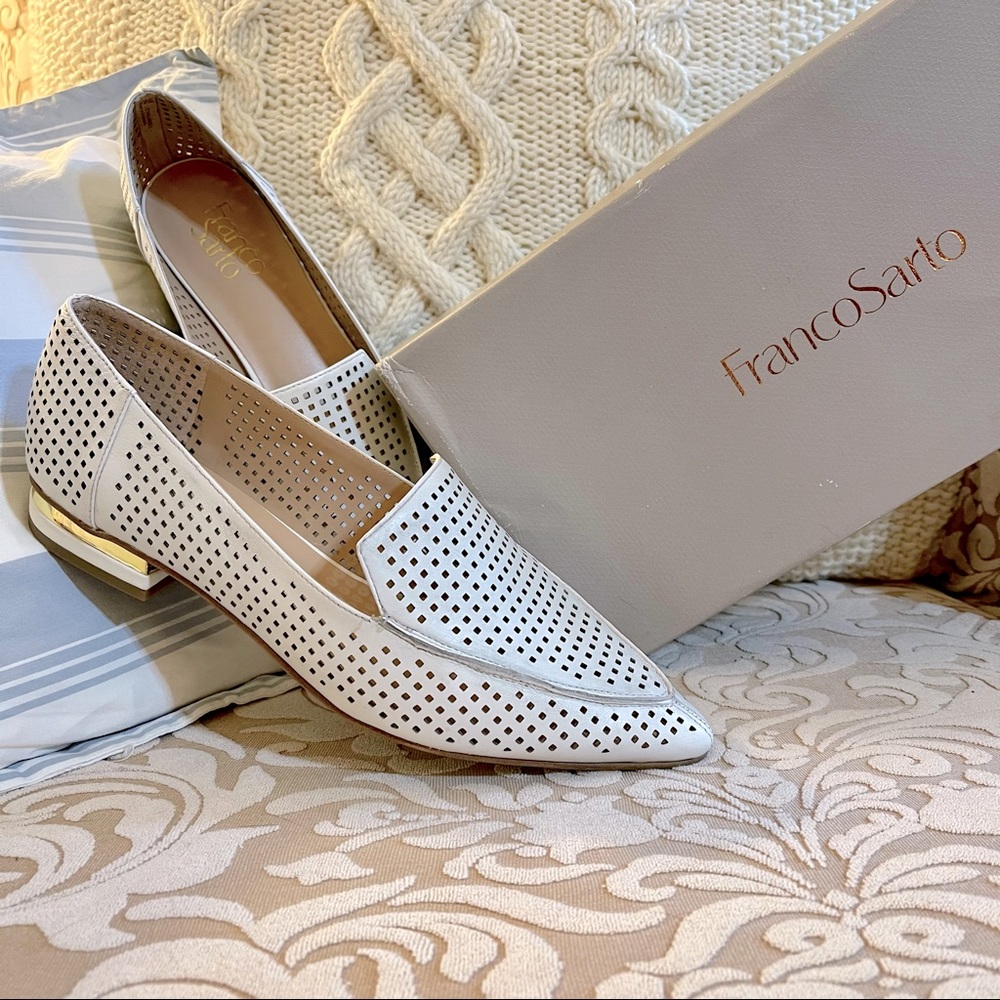 Franco Sarto NIB White Starland 3 Leather Loafers